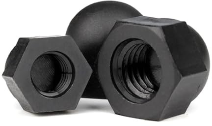 Nylon-Eichel-Kuppelkopf-Sechskantmuttern, Schwarze Nylon-Hutmuttern M3-M12 5-50 Stück DIN1587(10Pcs,M5)