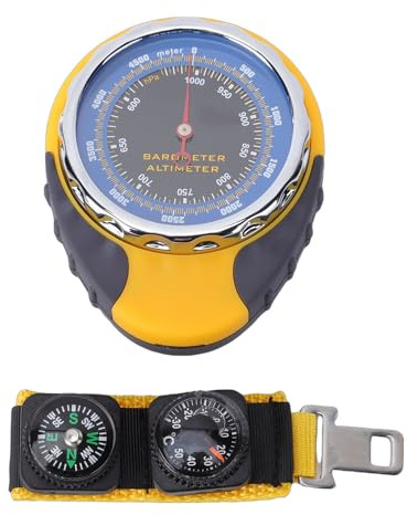 Spacnana Altimetro Multifunzione 4 in 1 con Puntatore, Altimetro Analogico Barometro Bussola Termometro per Escursionismo Alpinismo