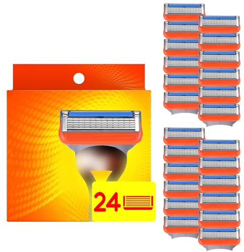 Ersatzklingen für Fusion-5 Rasierer - 24 Stück, 5-fach Klingen, kompatibel mit Nassrasierer, Herrenrasierer - Geschenk für Manuelle Rasierklinge