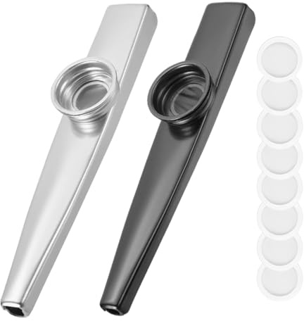 JRYXDS 2 Pezzi Cazu Kazoo De Metal Y Aluminio Con 8 Membranas, Instrumento Musical Profesional Para Niños Y Adultos, Acompaña Guitarra, Violín
