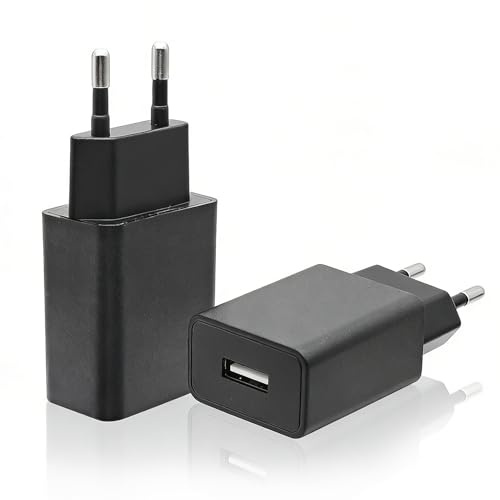 2 Stück USB Netzteil 5V 2A 10W Euro Stecker Ladegerät Steckdosenadapter Ladestecker für Handy,Monitor,Kopfhörer,Tischleuchte,E-Book Reader,Tablet Kinder - Schwarz