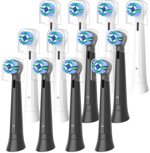 Wardimark 12er Aufsteckbürsten Kompatibel mit Oral B iO Zahnbürste Elektrisch, Zahnbürste Aufsätze für iO 2 3 4 5 6 7 8 9 10 (6 Weiß+6 Schwarz)