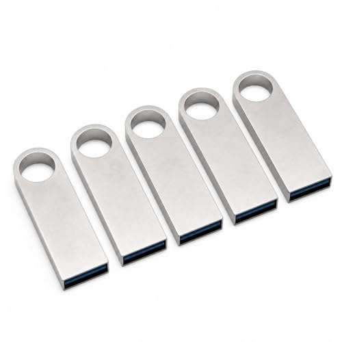 jjiqichimao 5 Pack 8GB Silver Metal USB Flash Drive, Portable usb stick | Waterproof metal shell for office, school and car audio use; usb key, memory stick, usb stick, usb thumb drive for storage.