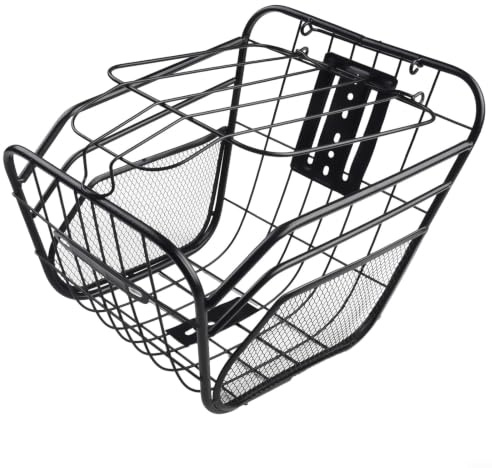 Cesta frontal de metal resistente para bicicletas eléctricas, scooters y ciclos de adultos, soporte de almacenamiento portátil con montaje seguro para libros de comestibles y mochilas escolares, color