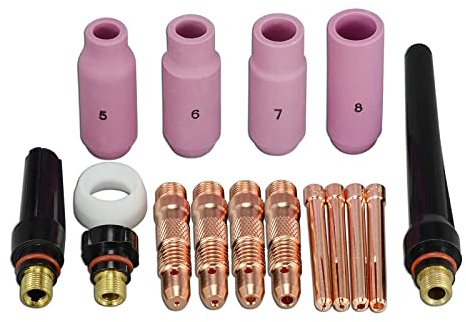 RIVERWELD WIG Spannzangenkörper Keramikdüsen Rückkappe 10N 57Y Serie Set | 16-teiliges Set, bestehend aus 10N30, 10N22, 10N31, 10N23, 10N32, 10N24, 10N28, 10N25, 10N46, 10N47, 10N48, 10N49