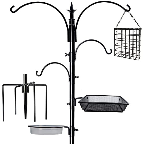 yosager 91 x 23 Premium Bird Feeding Station Kit, Bird Feeder Pole Wild Bird Feeder Hanging Kit with Metal Suet Feeder Bird Bath for Bird Watching Birdfeeder Planter Hanger
