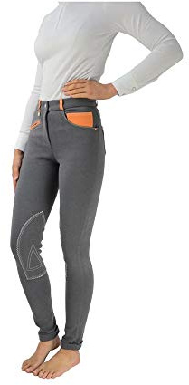 HyPERFORMANCE Womens/Ladies Jean Look Jodhpurs (28in) (Gray/Orange)