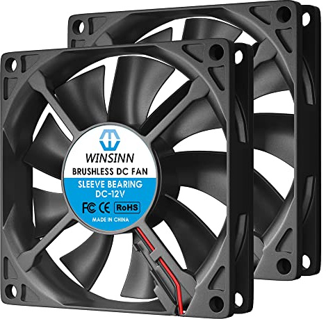WINSINN 80mm Fan 12V Brushless 8015 80x15mm for Cooling PC Computer Case CPU Set-top Box Router Receiver DVR Playstation Xbox - 2Pin - High Speed (Pack of 2Pcs)