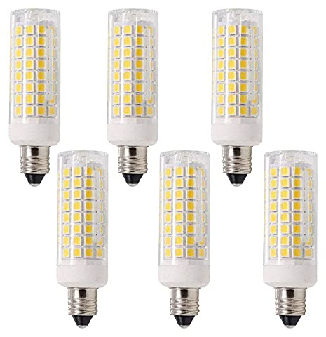 Lxcom Lighting Dimmable E11 LED Corn Bulb 10W Mini Ceramic Candelabra Bulbs (6 Pack)- 102 LEDs 2835 SMD 100W Equivalent Warm White 3000K T3/T4 JDE11 120V Lamp for Chandeliers Cabinet Lighting