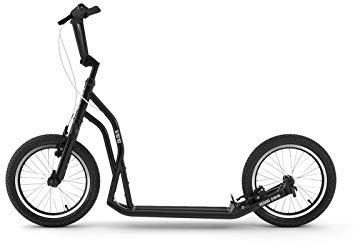 Yedoo S1616 Tretroller - bis 150 kg, mit Luftreifen 16/16 - Kickscooter für Erwachsene mit verstellbaren Lenker, Cityroller (schwarz)