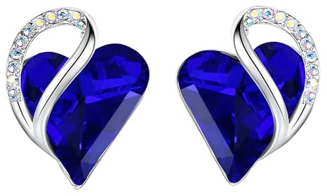 Leafael Infinity Kärlekshjärta Örhängen med Lapis Lazuli Cobalt Blue Födelsesten Kristall för september, Läkande sten for Wisdom, Dampresenter, Silverton