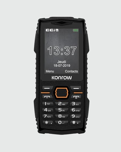 Konrow Stone Plus - Obrytbar stötsäker IP68-certifierad mobiltelefon 2,4-tums skärm - Dual Sim - 2G nät - 32 MB + 32 MB RAM - Lång batteritid - kamera, Bluetooth, radio och lampa - Svart