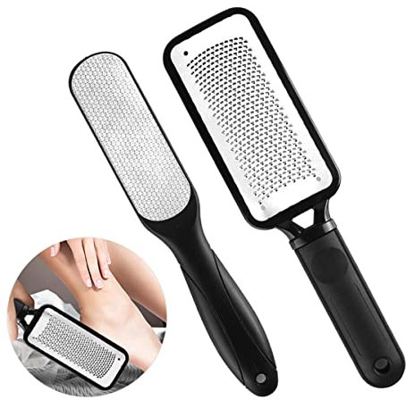 WUJUN 2 Stück hornhauthobel, Edelstahl-Fußraspel und doppelseitige Fußfeile Entferner für harte Haut Hornhautfeile Entferner Harte Haut für nasse und trockene rissige Füße