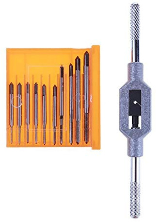 11PCS Thread Tap Set, Screw Thread Taps Die Set Mini Spiral Taps M1 M1.2 M1.4 M1.6 M1.7 M1.8 M2 M 2.5 M 3 M3.5 with Adjustable Tap