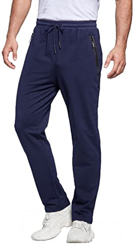 ZOXOZ Pantaloni Tuta Uomo Sportivi Joggers Cotone Elasticizzati Jogging Slim Fit Felpa Corsa Fitness Con Elastico in Vita Coulisse Regolabile Tasche Blu XL