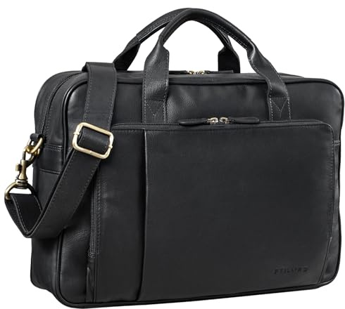 STILORD Rodrigo Echtleder Businesstasche Leder Groß Vintage Arbeitstasche Aktentasche 15 Zoll Laptoptasche Office Bag Umhängetasche Aufsteckbar Echtleder Farbe:schwarz