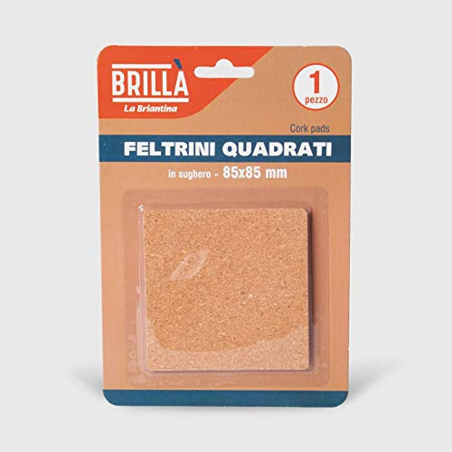 La Briantina Feltrino Grande di Sughero Quadrato per Mobili, Protezione Sedie Arredi e Pavimenti, 8.5x8.5 cm