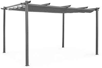 Alice's Garden - Pergola Aluminium - Isla 3x4m - Toile Grise - Tonnelle idéale pour Votre terrasse. Toit rétractable. Toile coulissante. Structure Aluminium
