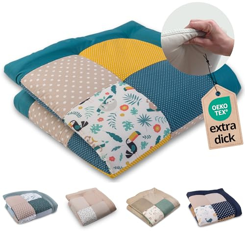 ULLENBOOM Tappeto Gioco Neonato 100x100 cm, 100% Materiali OEKO-TEX, Made in UE - Ideale come Coperta per Bambini e Tappeto Gioco Bambini - Giungla