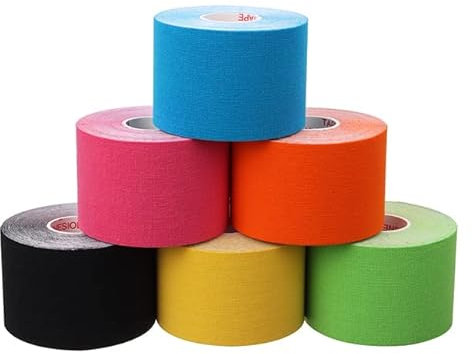 UIEEGPG 6 Rollen 5 m x 5 cm Kinesiologie Tape,Muskelunterstützungsband Muskelunterstützung Elastisches Umreifungsband Sportband