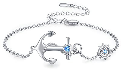 OHAYOO Anker Fußkettchen 925 Sterling Silber Anker Fußkettchen Nautisches Fußkettchen Seemann Schmuck Anker Schmuck Fußschmuck Geschenk für die beste Freundin der Frau