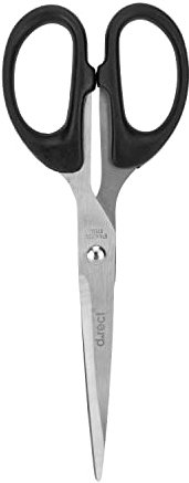 D.RECT Ciseaux de Bureau en Acier Inoxydable | 18cm | Pour Papier et Carton | Poignée en Plastique Incassable | Noir