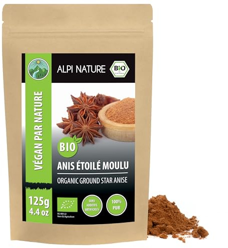 Alpi Nature Stjärnanis Malen BIO 125g, Ekologiskt Stjärnanis Pulver För Matlagning Och Glögg
