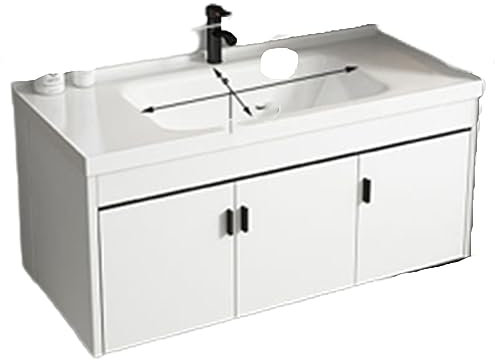 CASEGO Solid Wood Bathroom Cabinet Double Door Easy To Clean Home Wall-mounted Integrated Washbasin Cabinet Combination (100cm)