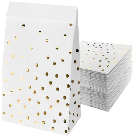 Geschenktüten, Schwarz Papiertüten mit Goldfolie Gepunkt 24 Stück Partytüten Kraftpapier Tüten