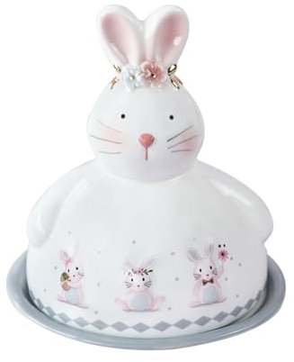 WAOCEO Beurriers Beurrier de Luxe en Forme de Lapin avec Couvercle, Dessin animé créatif, Vaisselle en céramique Mignonne, boîte à Fromage, Plateau à Dessert for collations Plat à Beurre