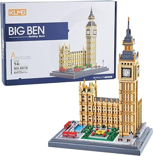Big Ben Bausteine Bausatz, 6473 Klemmbausteine Modular London Uhrenturm Modellbausatz, Micro Bricks Konstruktionsspielzeug Nicht Kompatibel mit Großen Marken