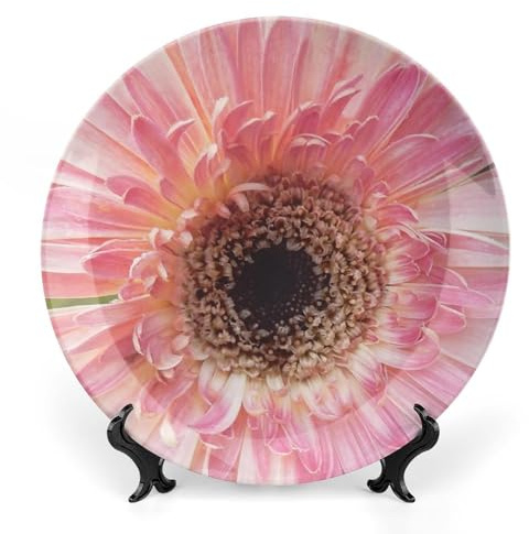 Daisy Flower Decorative Plate for Wall Ceramic Home Wobble-Plate with Display Stand Table Decor Ornament Dinner Plate Dessert Dish Holiday Christmas Decoration 6