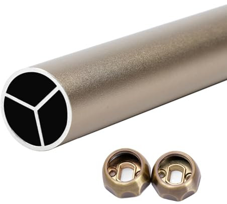 Schrankrohr Kleiderstange Aus Aluminiumlegierung mit Endstützen, Hochleistungswandschrank-Hängestangen Runde Spannstange, Kleiderschränke, Badezimmer, Vorhang, Schrankstange ( Color : Champagne , Size