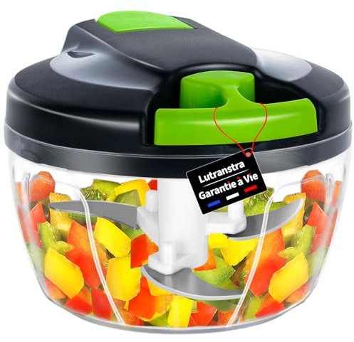 Lutranstra Zwiebelschneider 550 ml,Zwiebelschneider manuell,Gemüseschneider,Zwiebel Zerkleinerer Manuell mit Seilzug,Manueller Gemüseschneider,Manueller Mini-Fleischzerkleinerer(Grün)