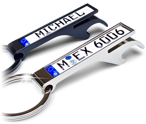 Schlüsselanhänger Kennzeichen mit Flaschenöffner Metall Personalisiert | Geschenk, Auto, Männer
