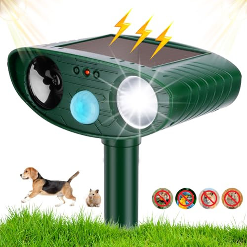 BlueEour Cat Repellent for Garden, Solar Powered Ultrasonic Cat Scarer, Outdoor Waterproof Cat Deterrents with PIR Sensor, Motion Activated Sensor Pest for Garden Yard Lawn Cats Rats Fox Bird