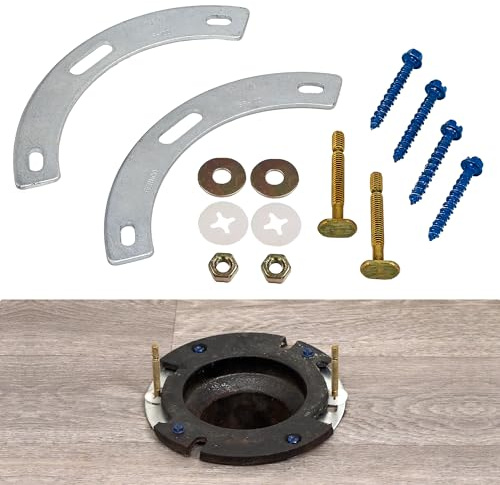 Fernco Fix-A-Flange Complete Toilet Flange Repair Kit, Universal Water Closet Flange Repair for Broken/Cracked Flanges, Cast Iron/PVC/ABS, Works on Concrete