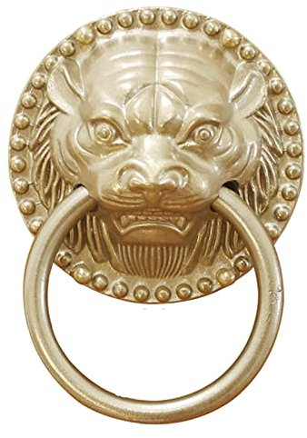 ZZZOLX Türklopfer, Haustürklopfer, Türklopfer, antiker Tigerkopf, Dicker Kupfer-Türgriff, Retro-Haustür, Innenhof, Garten (Color : Brass, Size : 20cm Diameter)