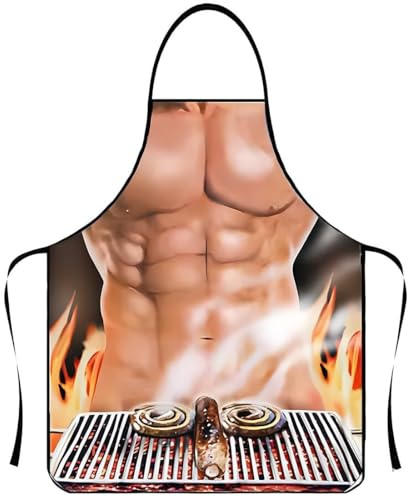 LZOWUUL Tablier Cuisine Homme Humoristique, Tablier Créatif BBQ Cuisine/Tablier Noël Cadeau pour Homme ou Petit-ami/Petite-ami Party (BBQ)