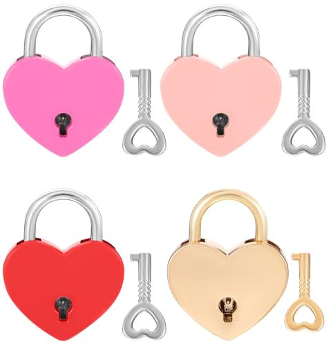 4 Stück Mini Schloss Mit Schlüssel Herz Vorhängeschloss Liebesschloss Schloss Kleines Schloss Mit Schlüssel Herzschloss Vintage Liebesschloss Herzform Herzschloss Für Tagebuch Schmuck Aufbewahrungsbox