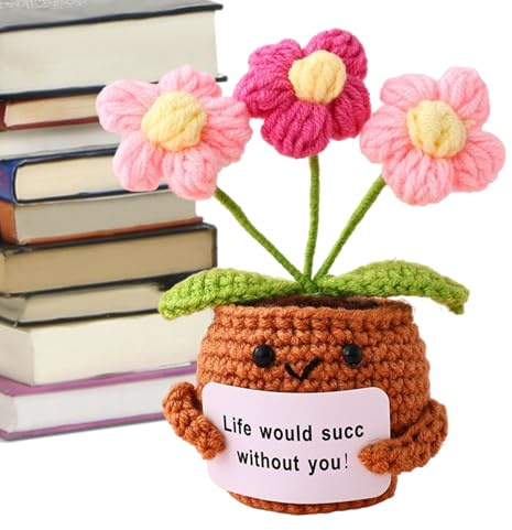 Plüsch zur emotionalen Unterstützung,Pflanze zur emotionalen Unterstützung | Positiver Häkelspaß Blumenplüsch - Emotionale Unterstützung, Häkelpflanzen für Feiertage, Familienmitglieder, Klassenkamera