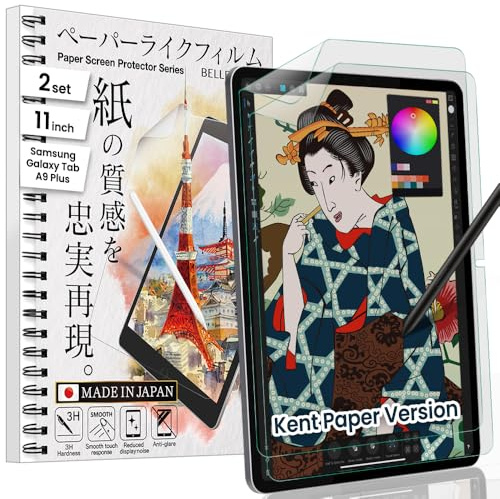 BELLEMOND | Kent Paper Screen Protector for Samsung Galaxy Tab A9 Plus / A9+ (11) | Smooth Surface PET Film for Sketching & Note-Taking | Made in Japan | 2 Set