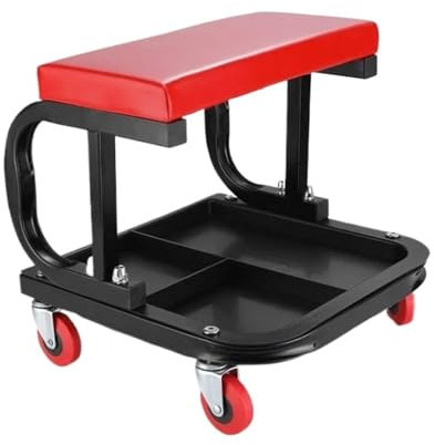 hocker mit Rollen Rolling Creeper Sitz Hocker Mechaniker Stuhl 4 Räder Tablett Werkzeuge Auto Reparatur Multifunktionale Mobile Reparatur Werkstatt hocker(Red (with Crossbar))