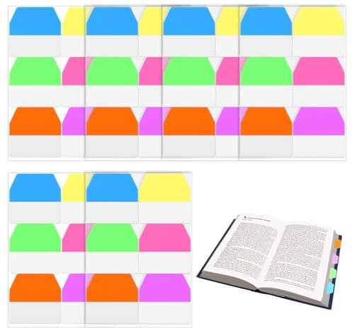 simarro 720 PCS Sticky Index Tabs, Page Markers Tabs Transparent Writable Annotation Medium Index File Tab for Office School Reading Notes, Books and Classify Files - 6 Colors