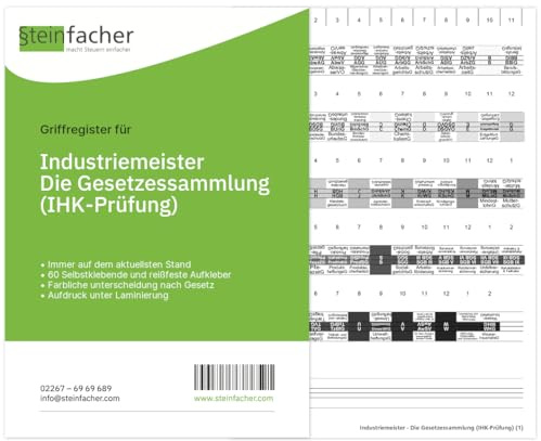 Steinfacher Griffregister für Industriemeister - Die Gesetzessammlung (IHK-Prüfung)