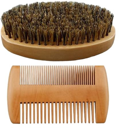 Skäggborste med första snitt – skäggborste och kam för män | kamma mustasch – vård-kit för män | Ergonomisk frisörstyling-tillbehör för daglig förberedelse av förhåren efter d