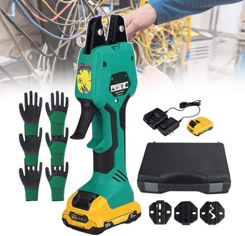OZBME Pinza crimpatrice elettrica per Tubi Idraulici con Forza di 15 KN, Include 3 Ganasce per Vari terminali, Ideale per progetti Professionali e Fai da Te.