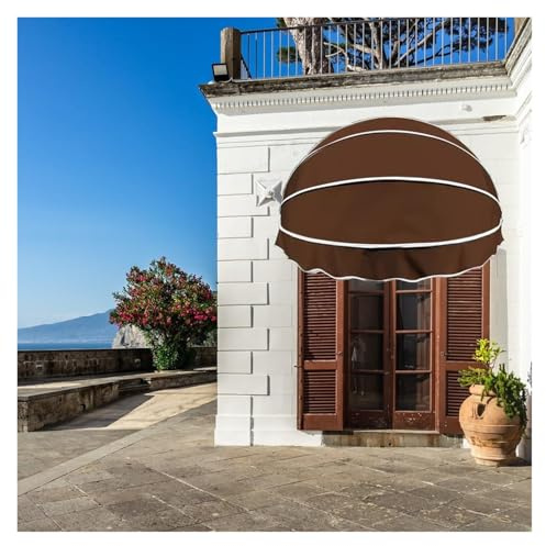 Tenda da sole curva retrattile, telaio in alluminio impermeabile, baldacchino pieghevole per bar, ristoranti, negozi, elegante soluzione ombreggiante per esterni, colore marrone, 155 cm