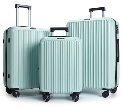 LIGHT FLIGHT Luggage Sets, Durable Hard Shell 3 Piece Set Suitcase with Spinner Wheels, Hardside Lightweight Luggage set with TSA Lock, Large Travel Luggage Set (20 24 28), Horizon Cyan