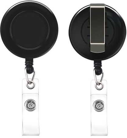JEFURE Lot de 2 porte-badges extensibles avec clip de poche, cordon extensible avec cordon en nylon de 70 cm pour porte-clés, porte-badge
